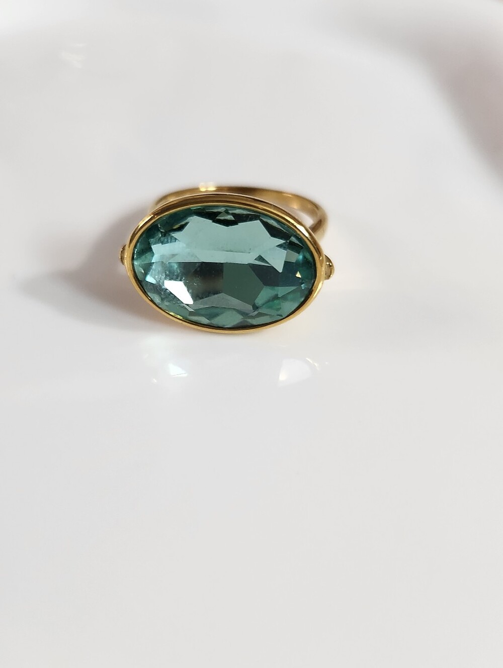 Gold Aqua Statement Ring
